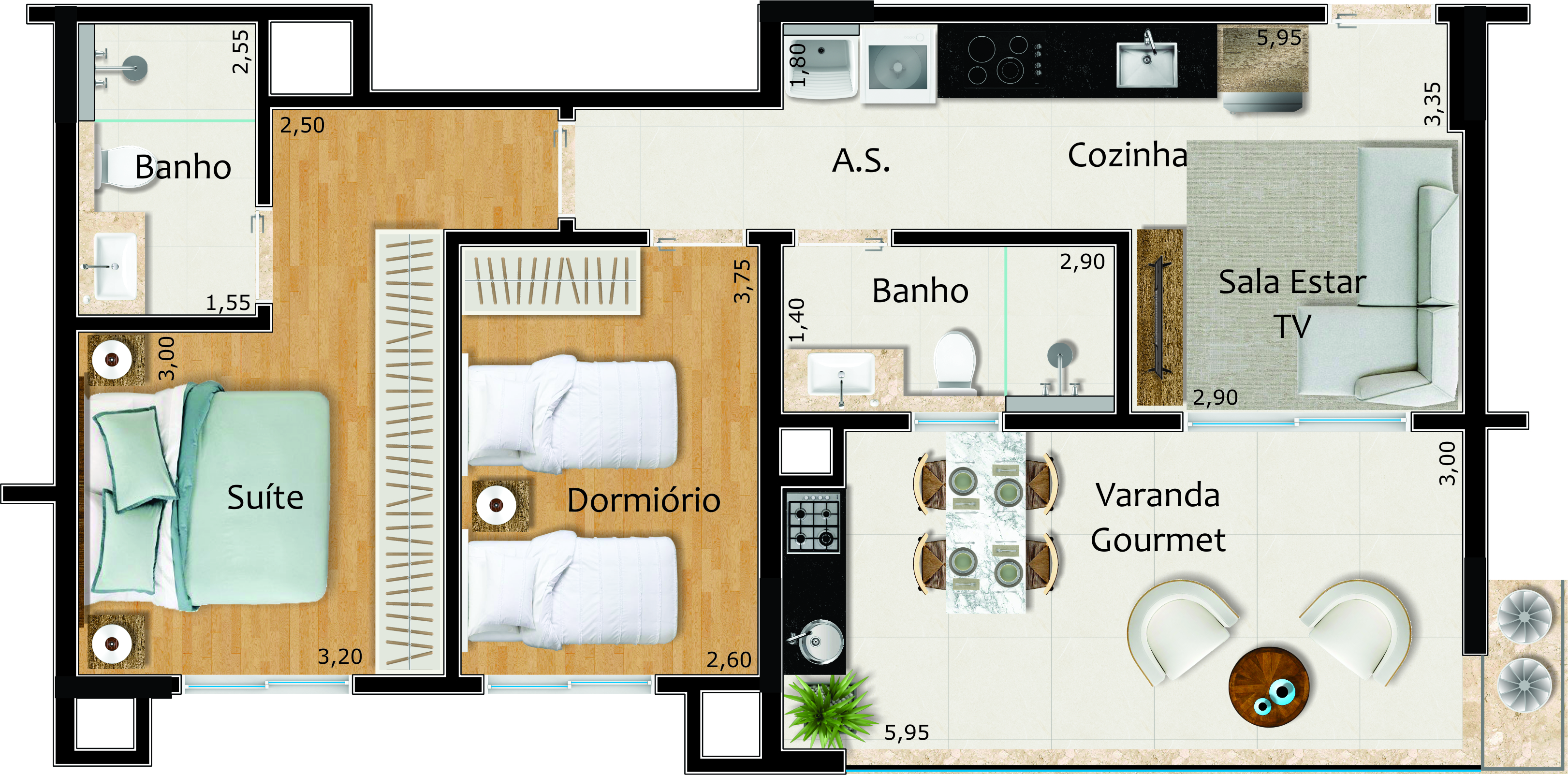 02 Dormitórios — Kanoah Home Resort