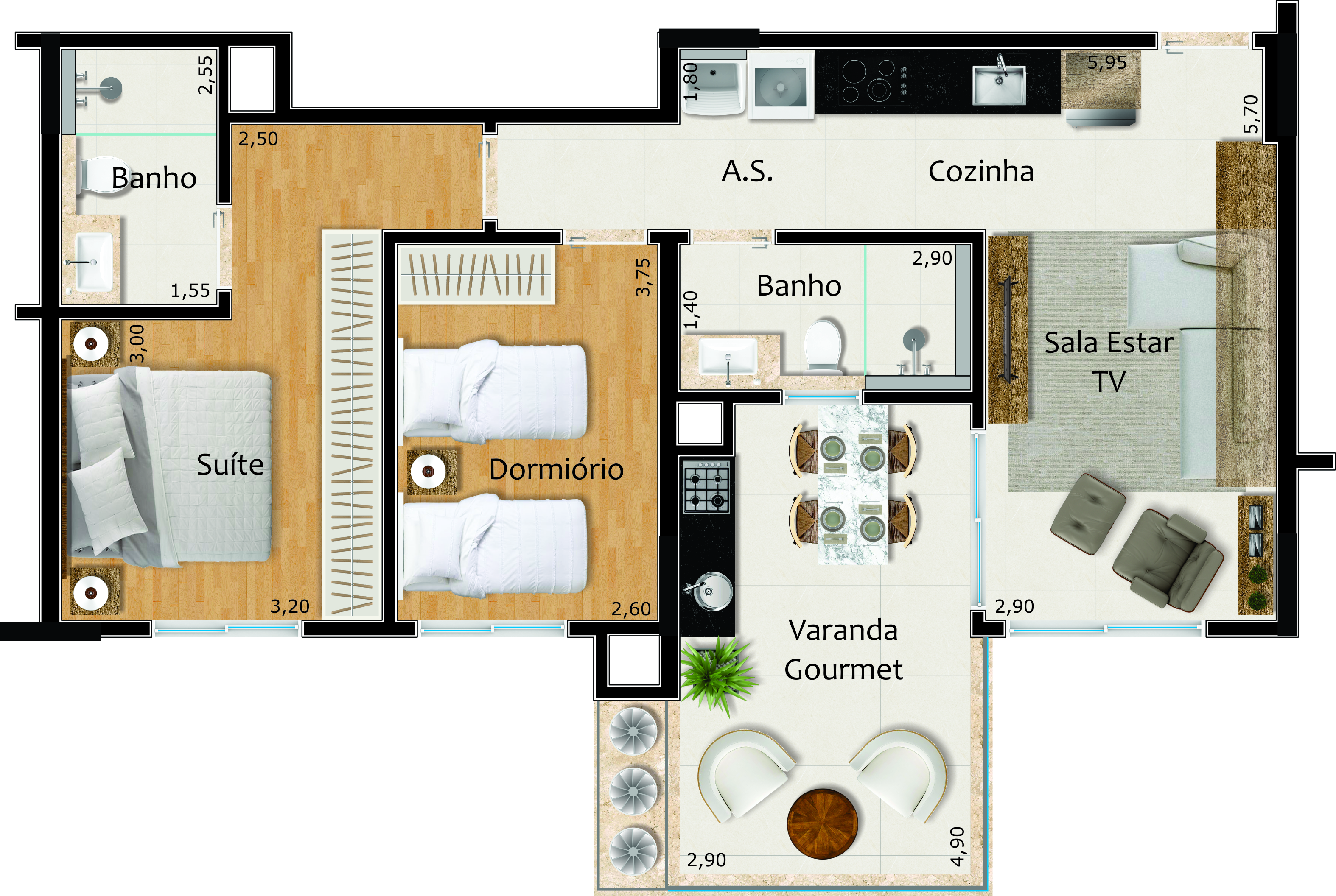 02 Dormitórios Extended — Kanoah Home Resort