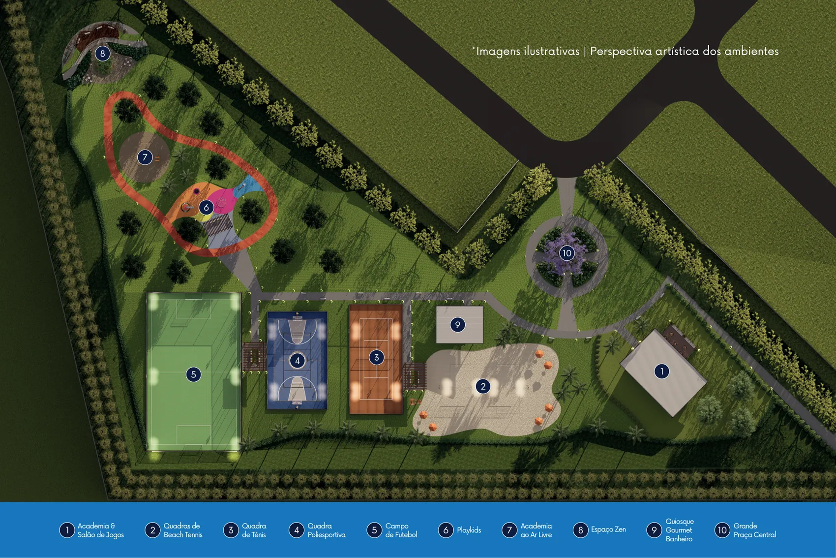 Mapa das áreas de lazer do Jardim América